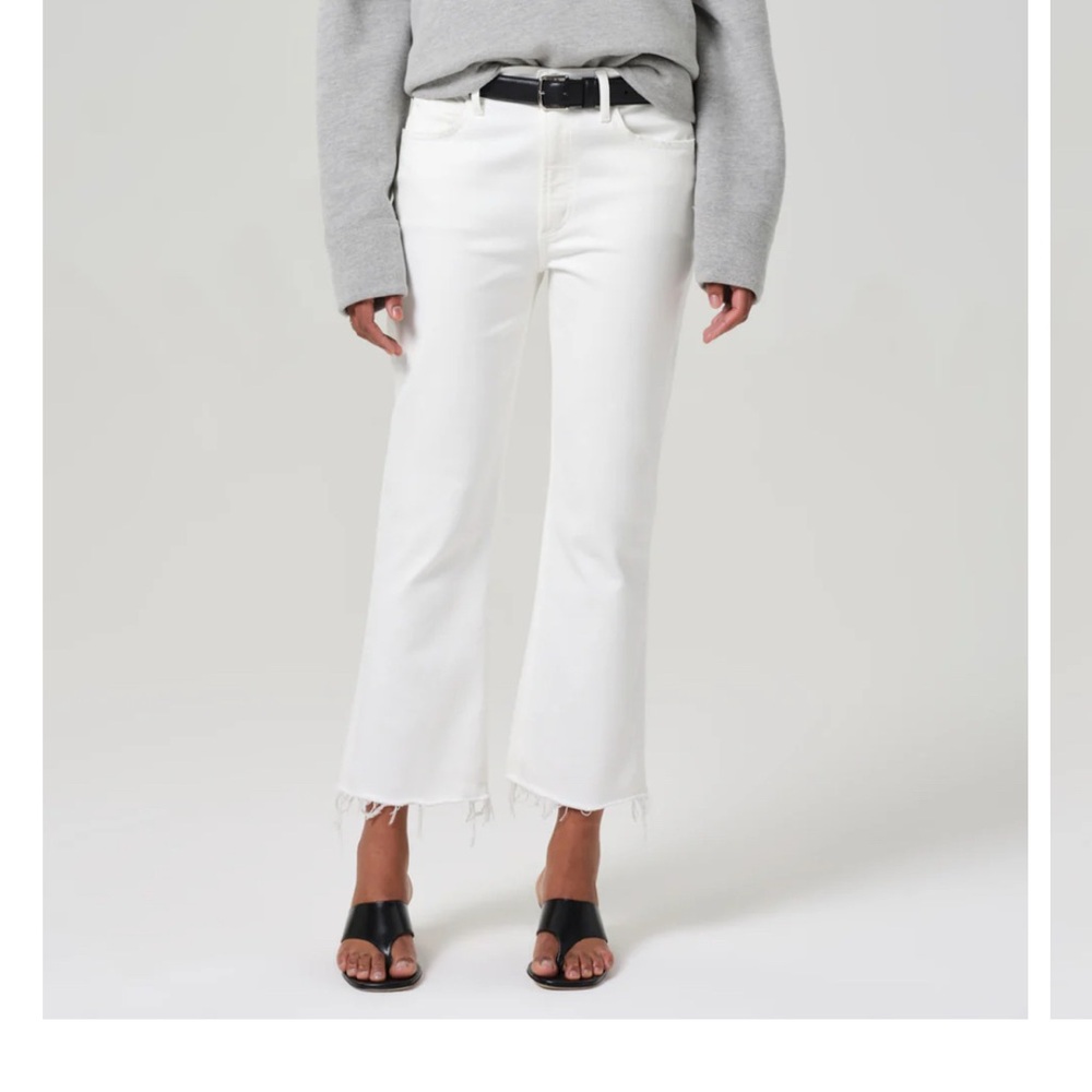 Citizens Of Humanity Isola Mid Rise Bootcut Crop Stretch White Denim